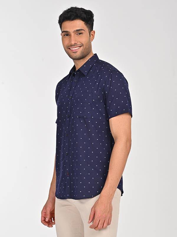 Men Printed Half Sleeve Cotton Blend Shirt