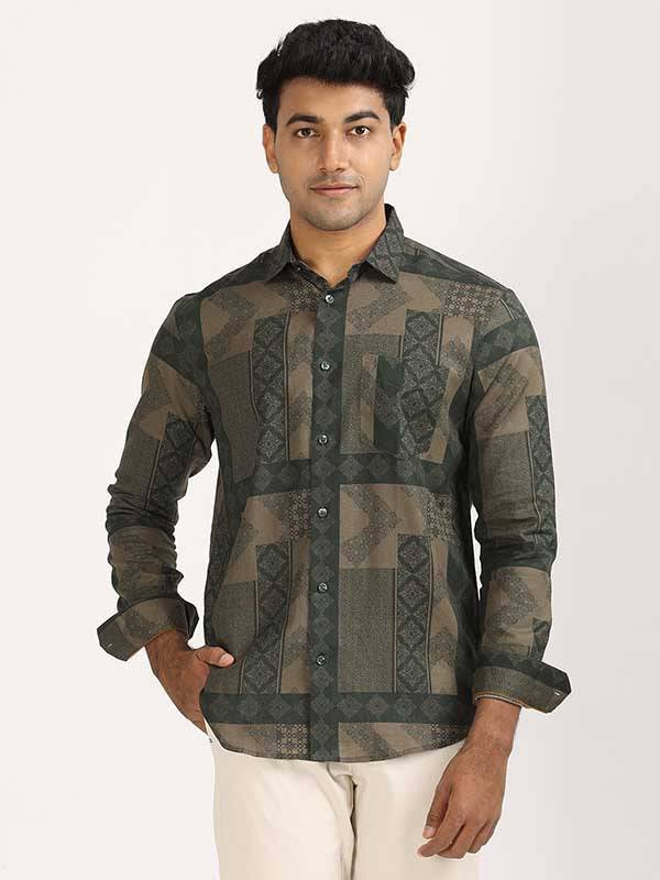 Men Printed Full Sleeve Linen Blend Shirt