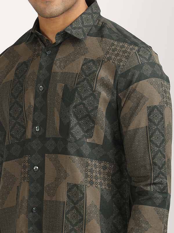 Men Printed Full Sleeve Linen Blend Shirt