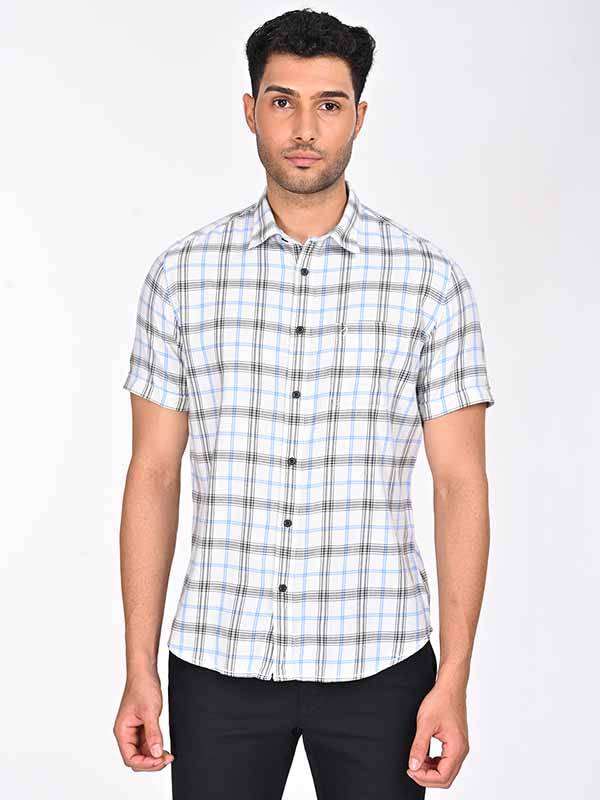 Men Checked Half Sleeve Cotton Shirt