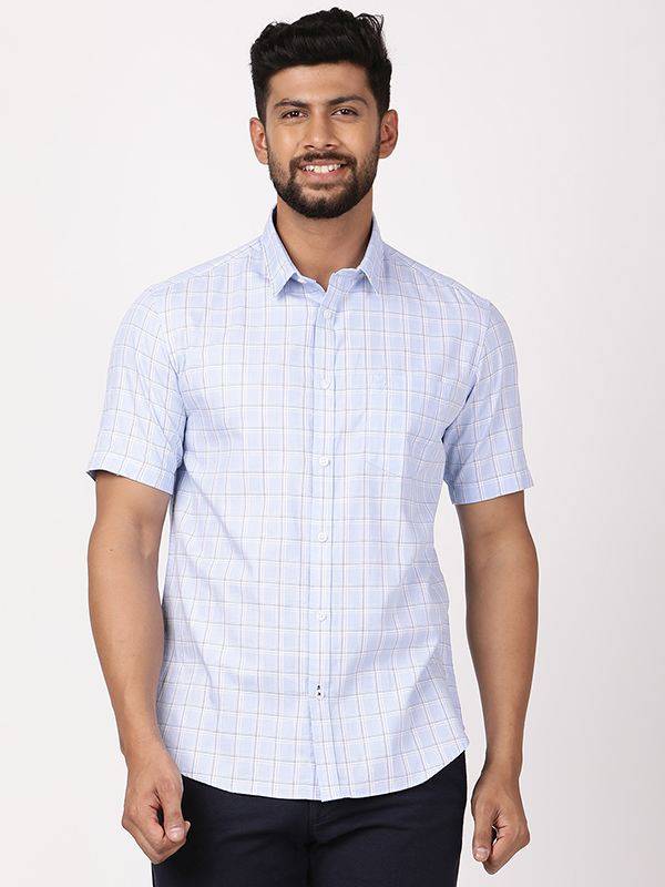 Men Checked Half Sleeve Cotton Shirt