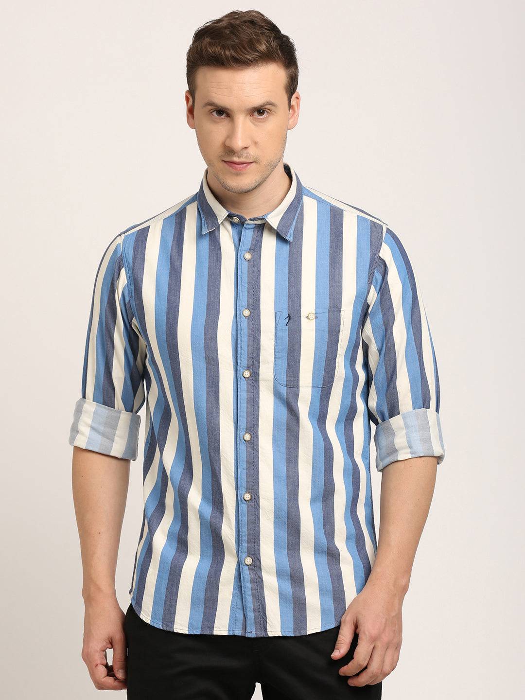 Men Striped Full Sleeve Cotton Shirt