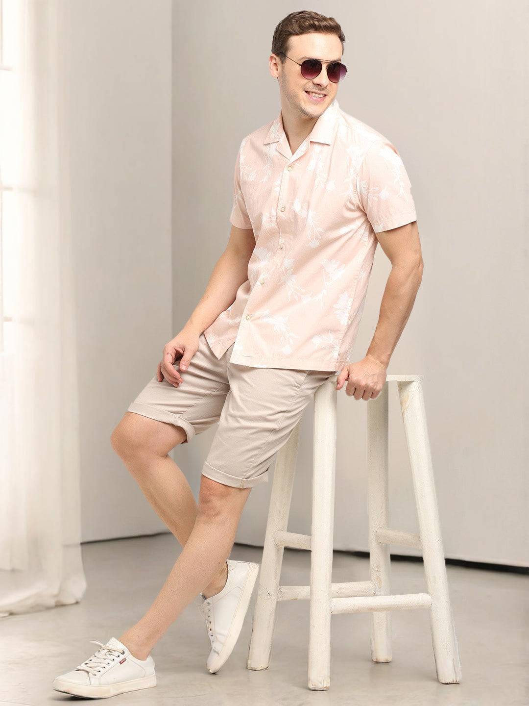 Men Printed Half Sleeve Cotton Shirt