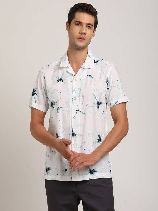 Men Printed Half Sleeve Cotton Shirt