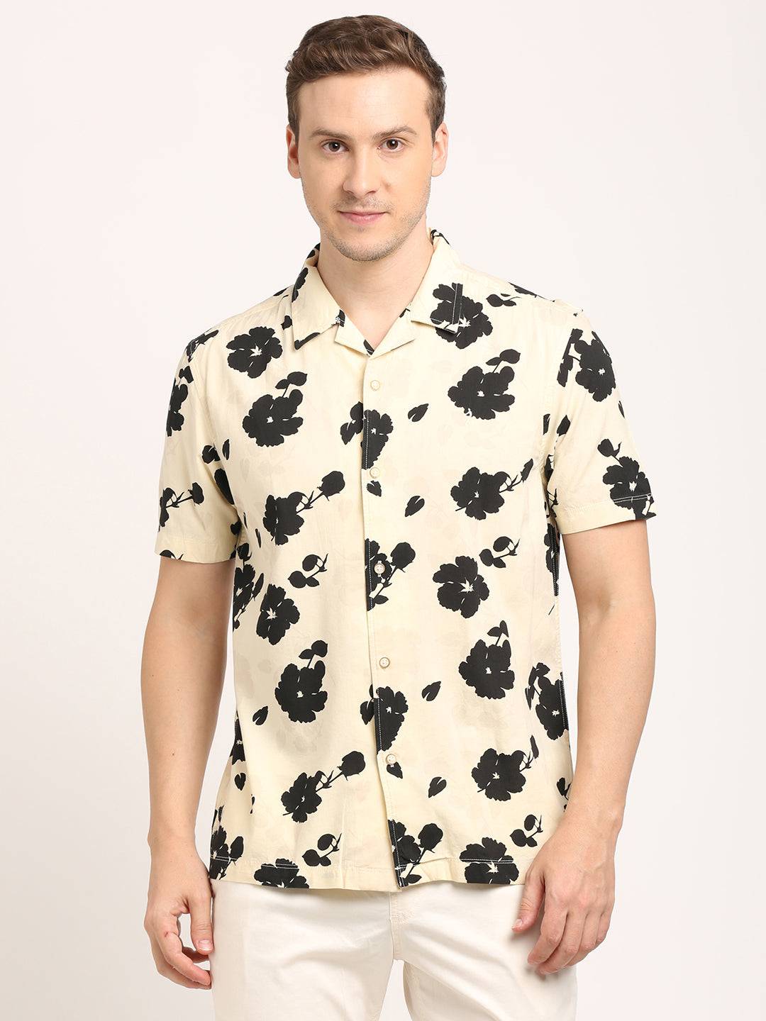 Men Printed Half Sleeve Cotton Viscose Shirt