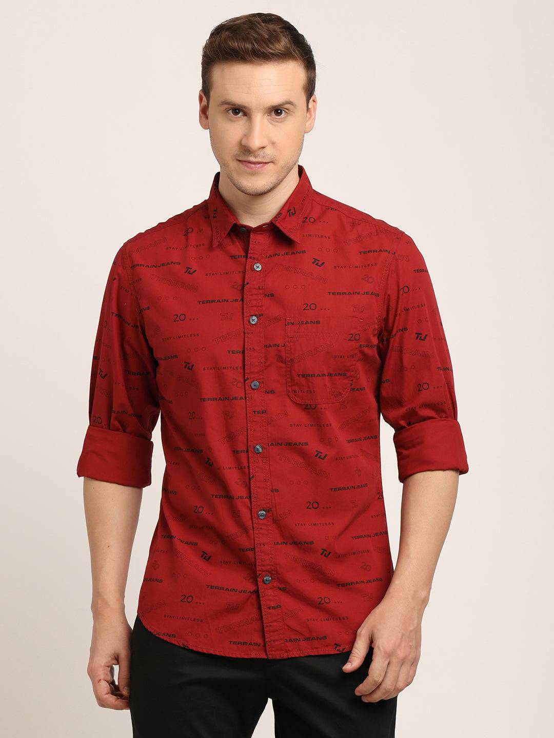 Men Printed Full Sleeve Cotton Shirt