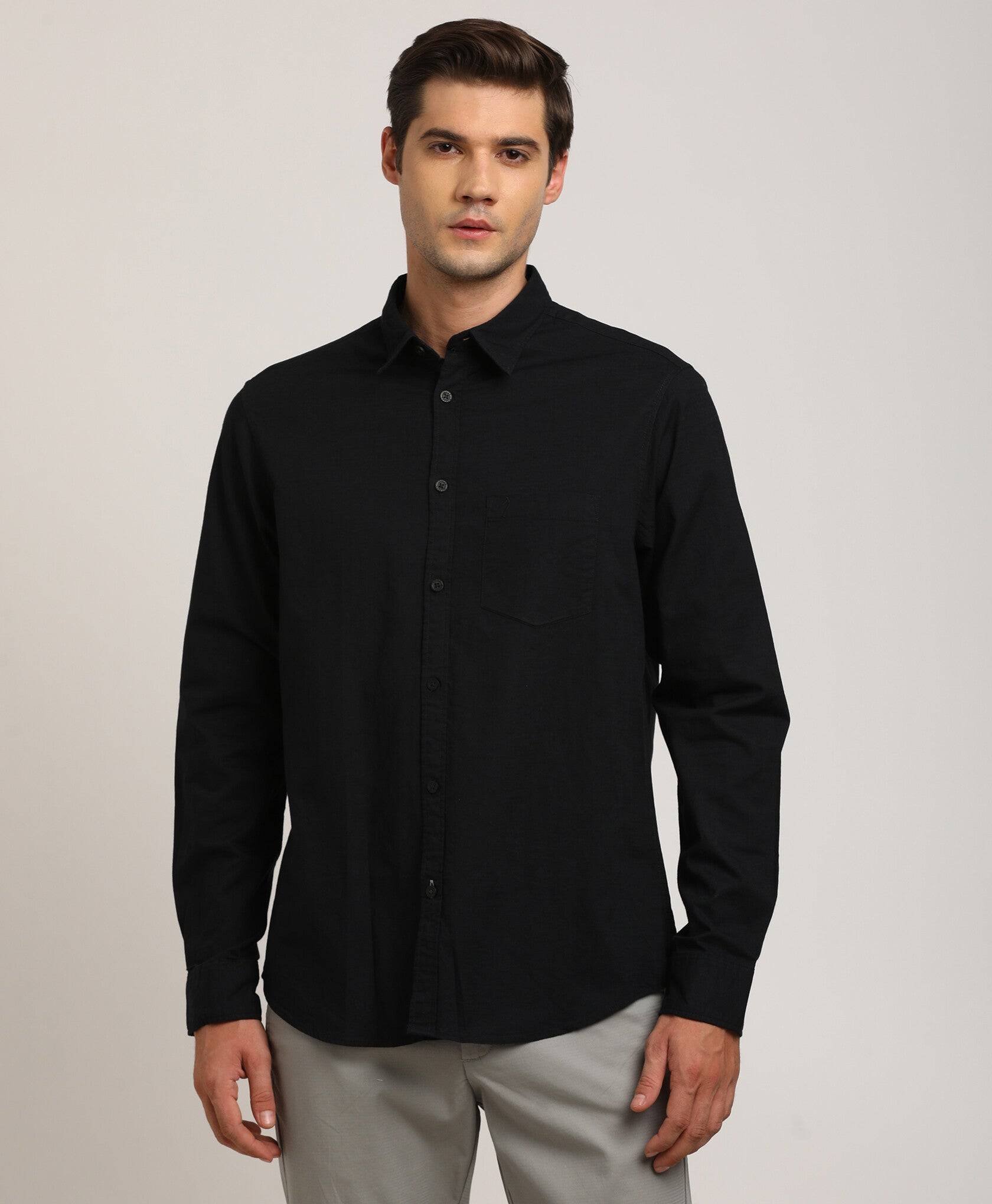 Men Solid Full Sleeve Cotton Shirt
