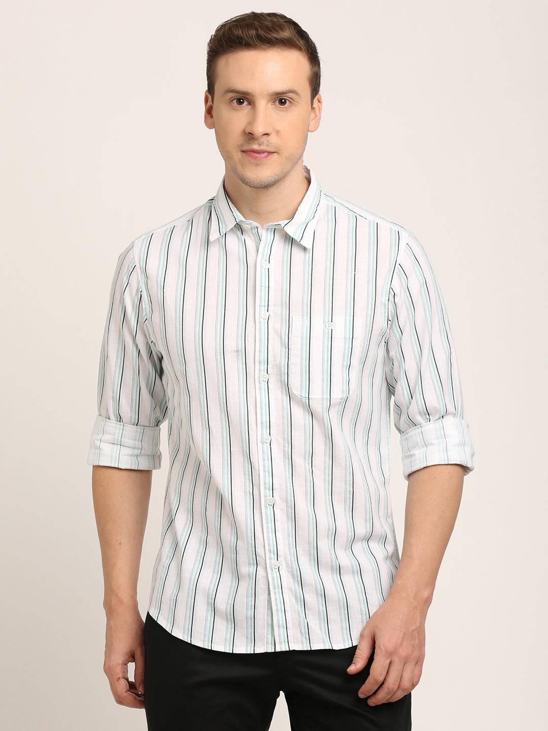 Men Striped Full Sleeve Cotton Shirt