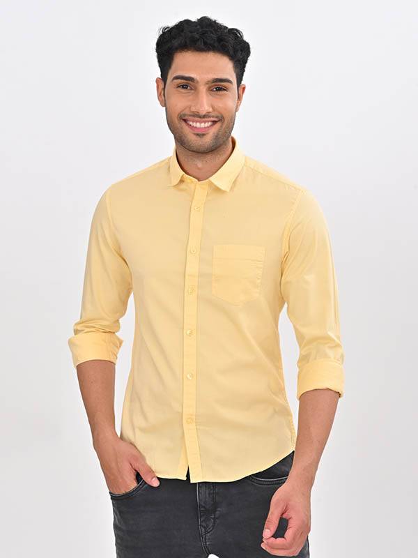Men Solid Full Sleeve Cotton Shirt