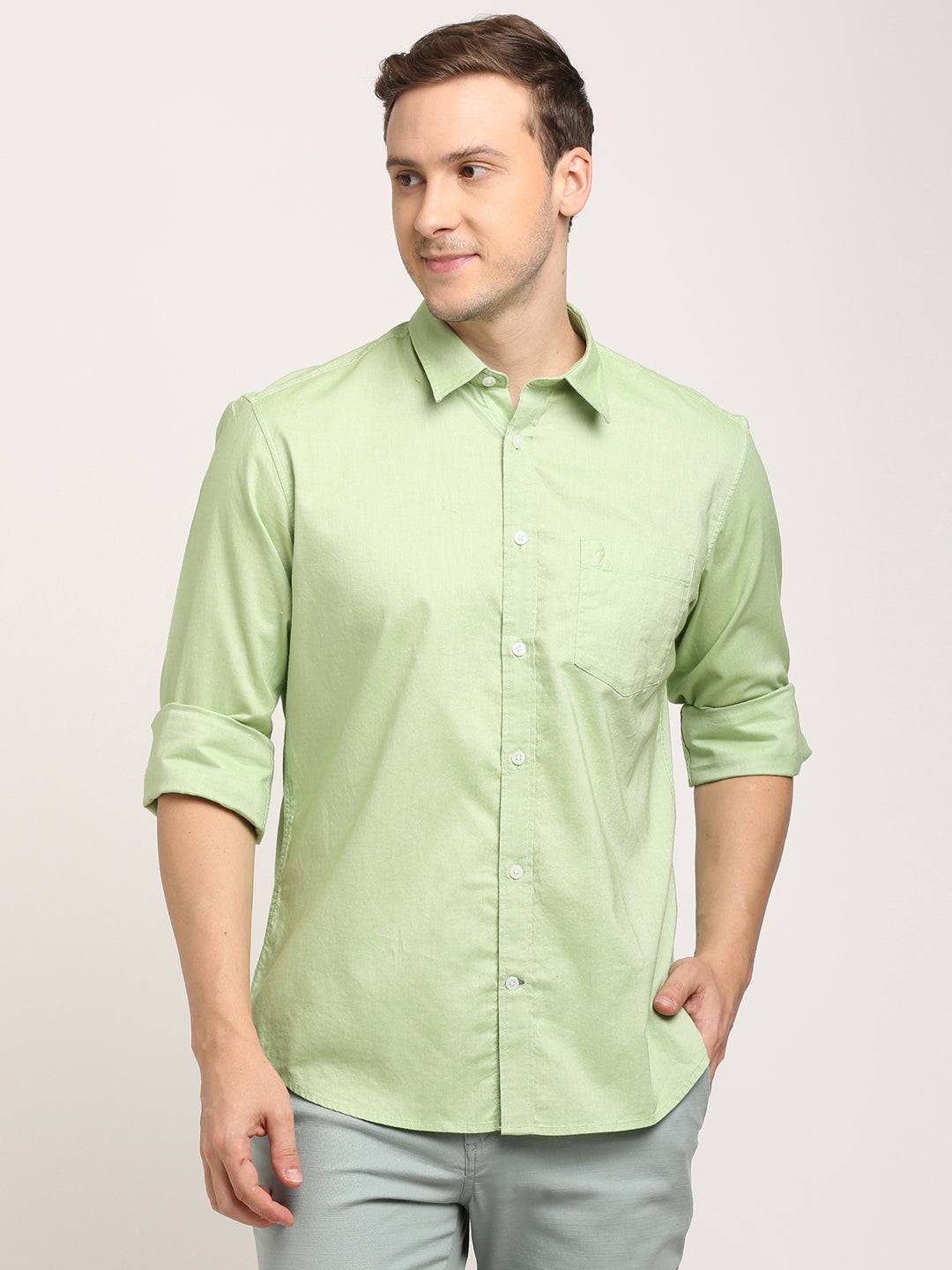 Men Solid Full Sleeve Cotton Shirt
