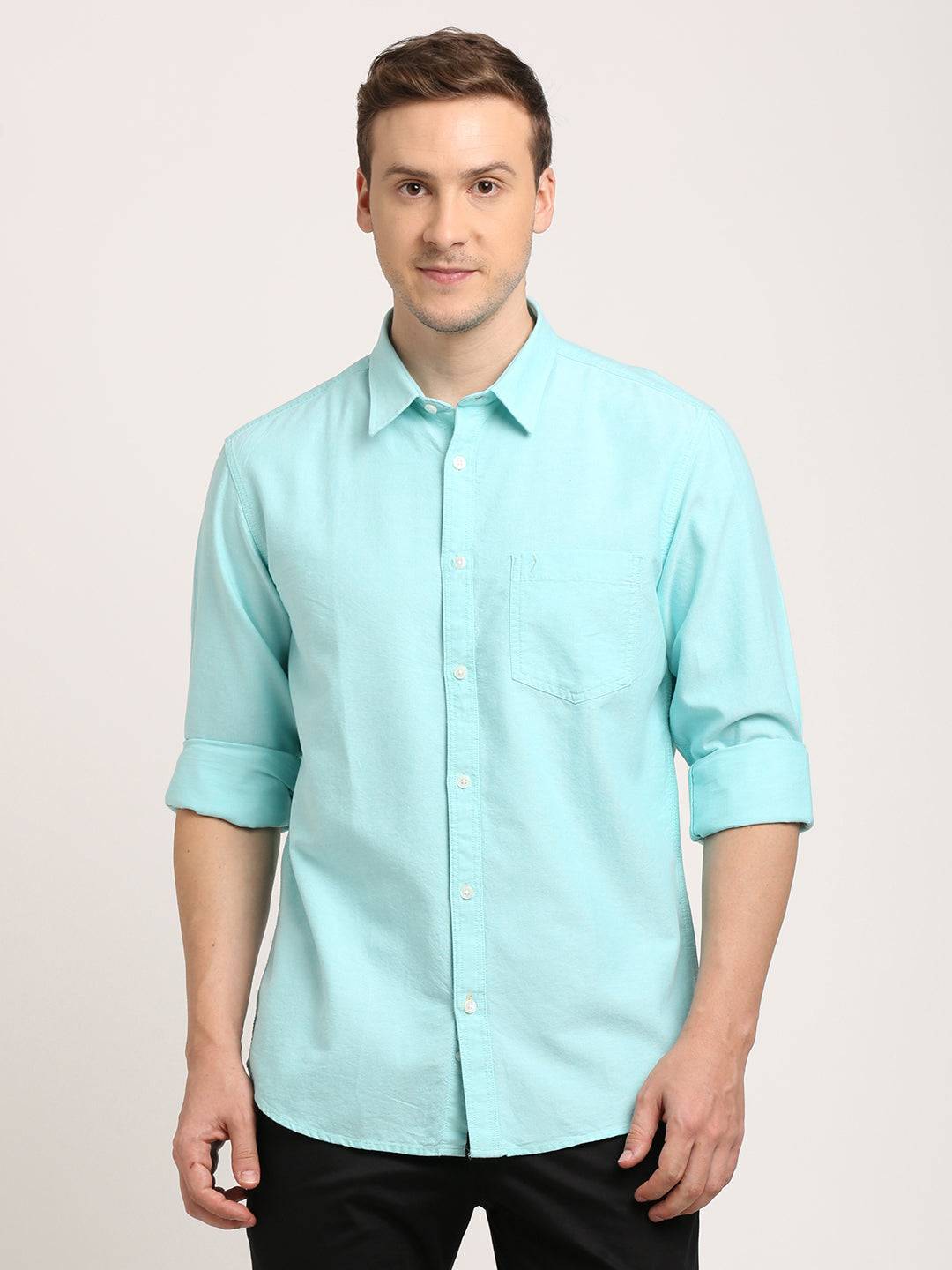 Men Solid Full Sleeve Cotton Shirt