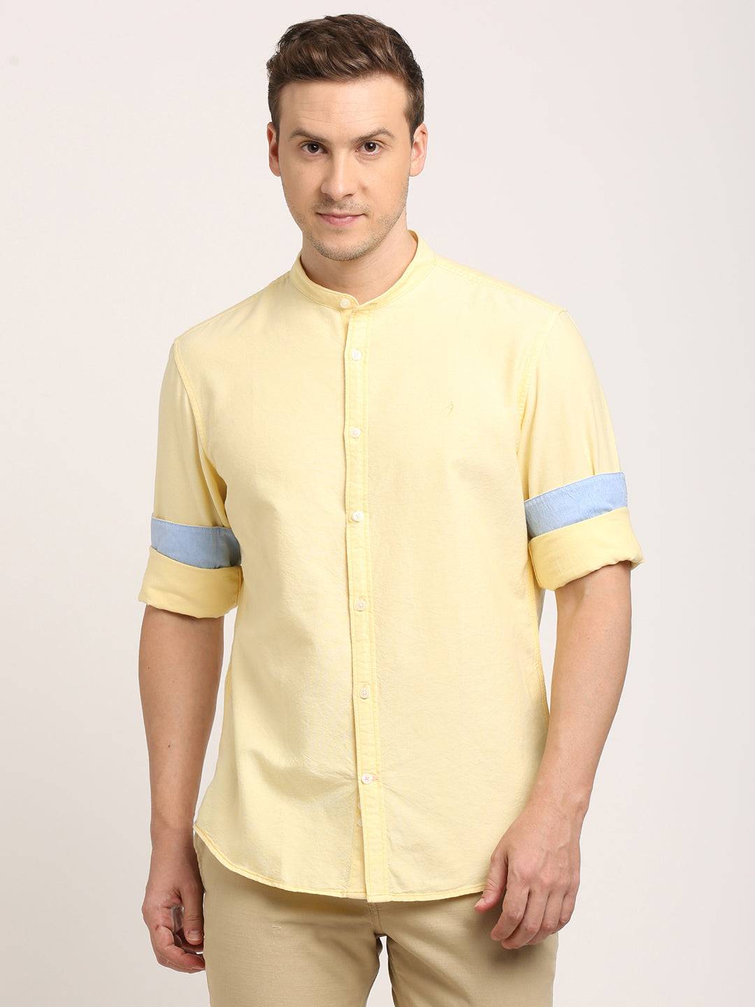 Men Solid Full Sleeve Cotton Shirt