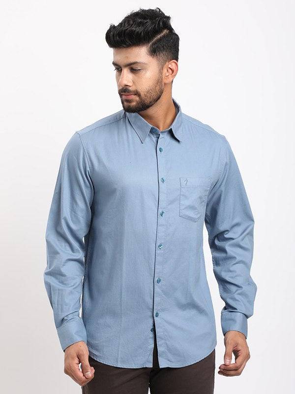 Men Solid Full Sleeve Cotton Shirt