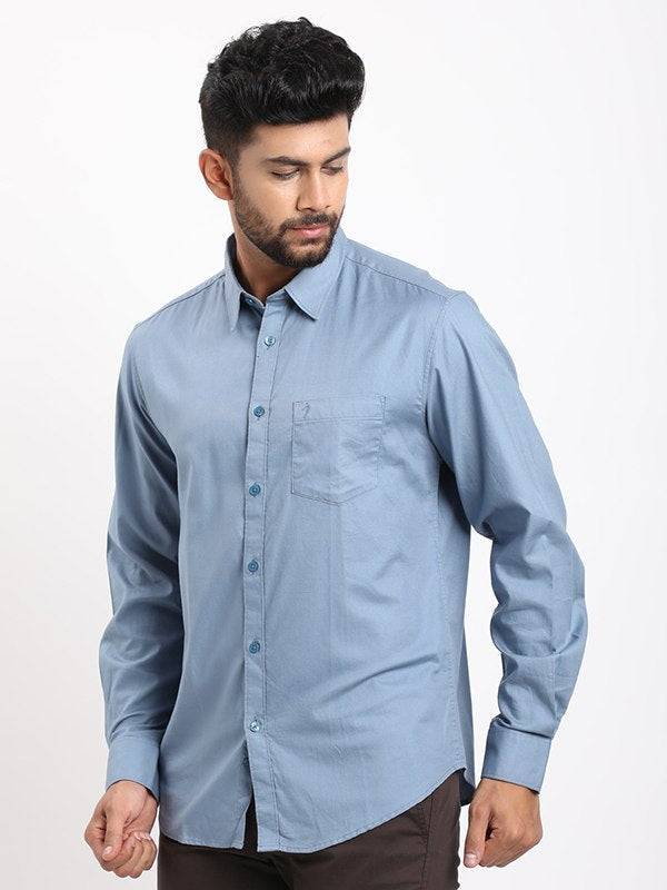 Men Solid Full Sleeve Cotton Shirt