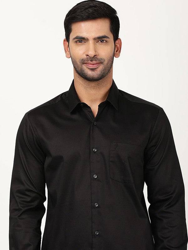 Men Solid Full Sleeve Cotton Stretch Shirt