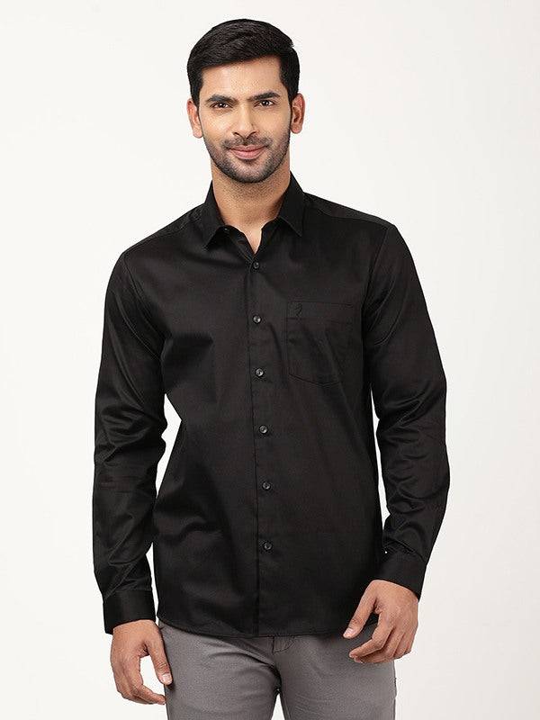 Men Solid Full Sleeve Cotton Stretch Shirt