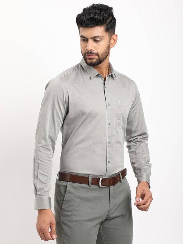 Men Solid Full Sleeve Cotton Stretch Shirt