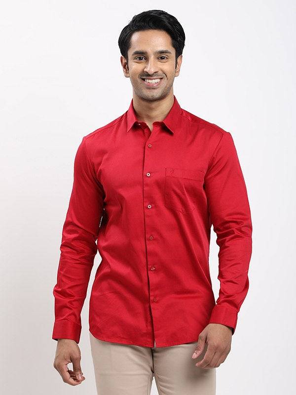 Men Solid Full Sleeve Cotton Stretch Shirt