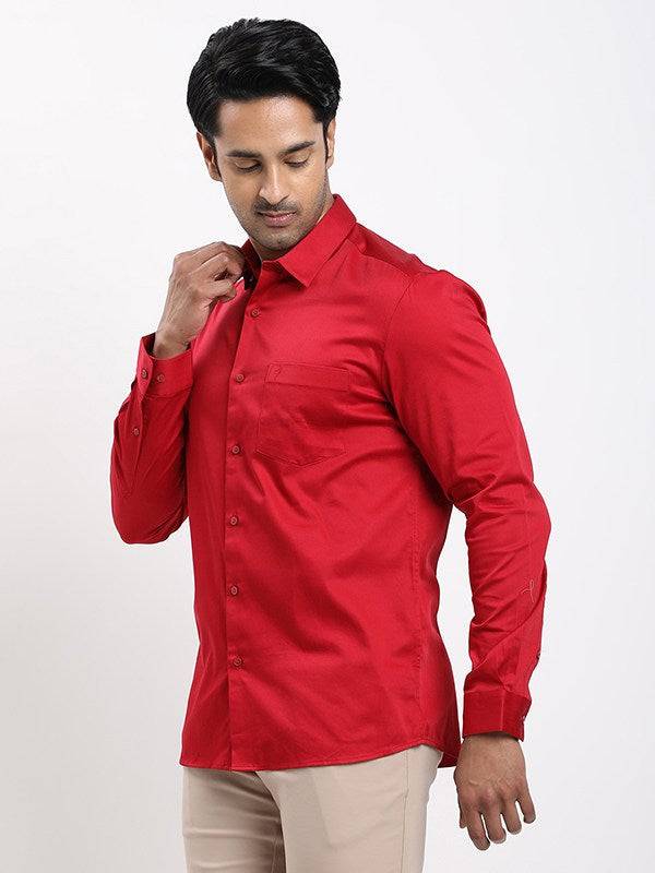 Men Solid Full Sleeve Cotton Stretch Shirt