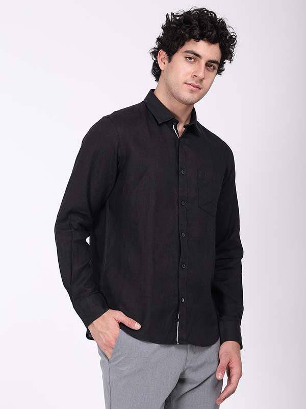 Men Solid Full Sleeve Linen Shirt