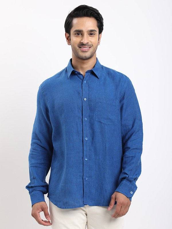 Men Solid Full Sleeve Linen Shirt