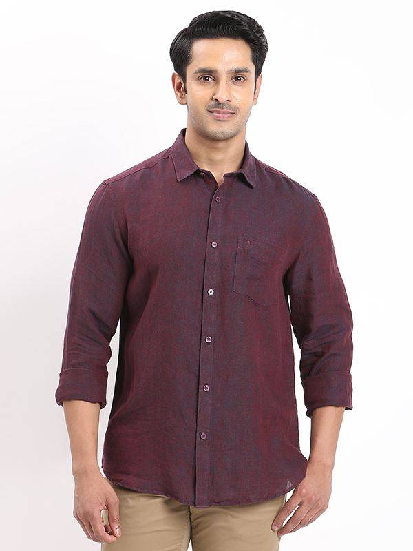Men Solid Full Sleeve Linen Shirt
