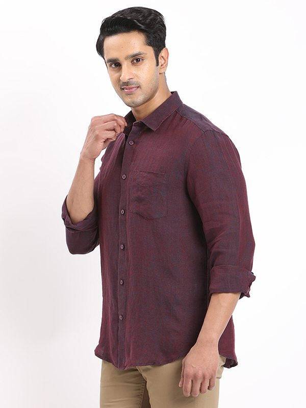 Men Solid Full Sleeve Linen Shirt