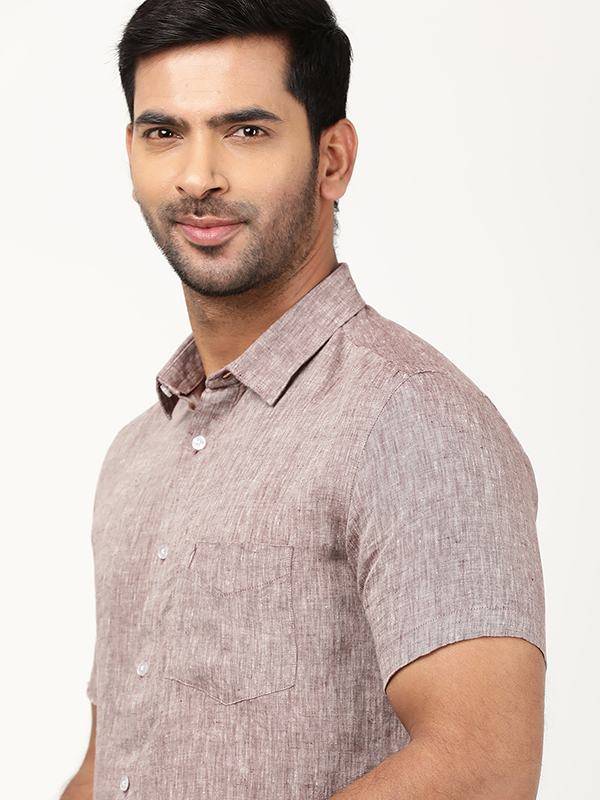 Men Solid Half Sleeve Linen Shirt