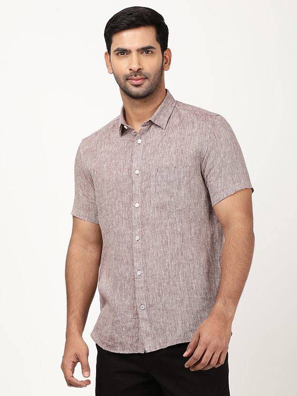 Men Solid Half Sleeve Linen Shirt