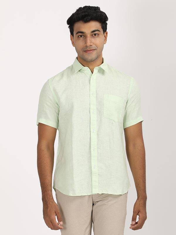 Men Solid Half Sleeve Linen Shirt