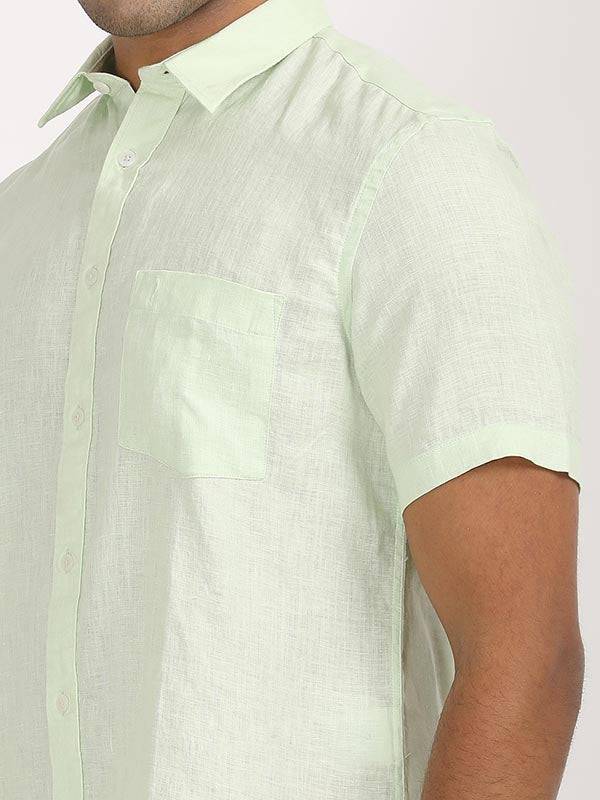 Men Solid Half Sleeve Linen Shirt