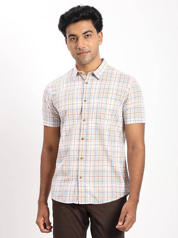 Men Checked Half Sleeve Cotton Shirt