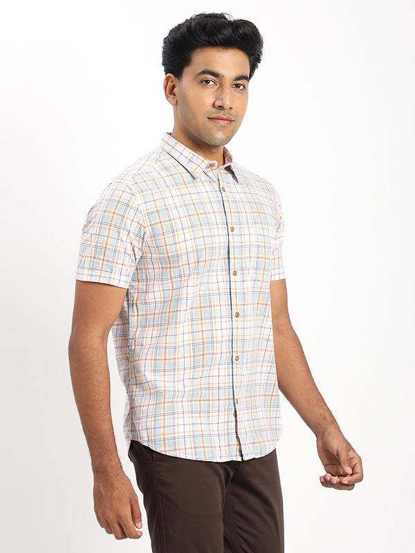 Men Checked Half Sleeve Cotton Shirt