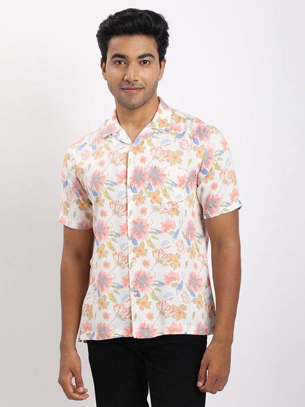 Men Printed Half Sleeve Rayon Blend Shirt