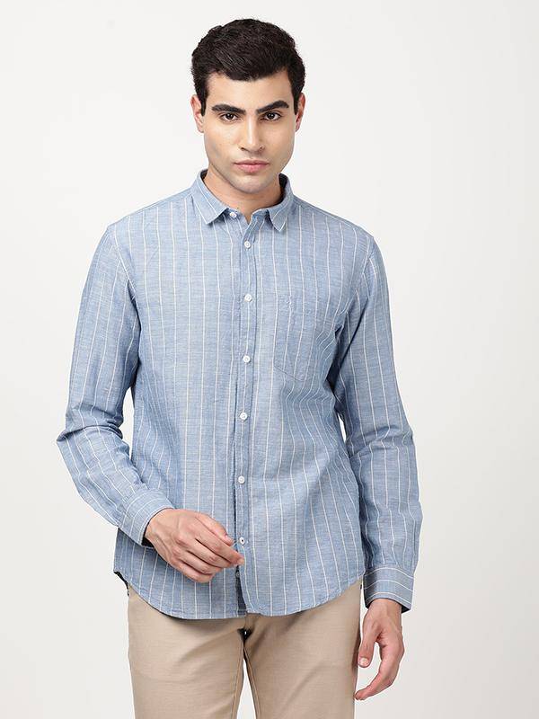Men Striped Full Sleeve Cotton Blend Shirt