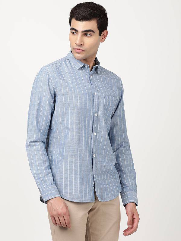 Men Striped Full Sleeve Cotton Blend Shirt