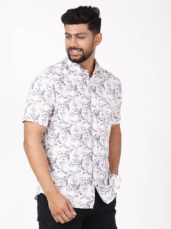 Men Printed Half Sleeve Cotton Blend Shirt