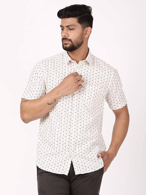 Men Printed Half Sleeve Cotton Blend Shirt