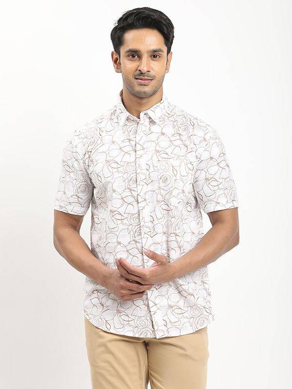 Men Printed Half Sleeve Cotton Shirt