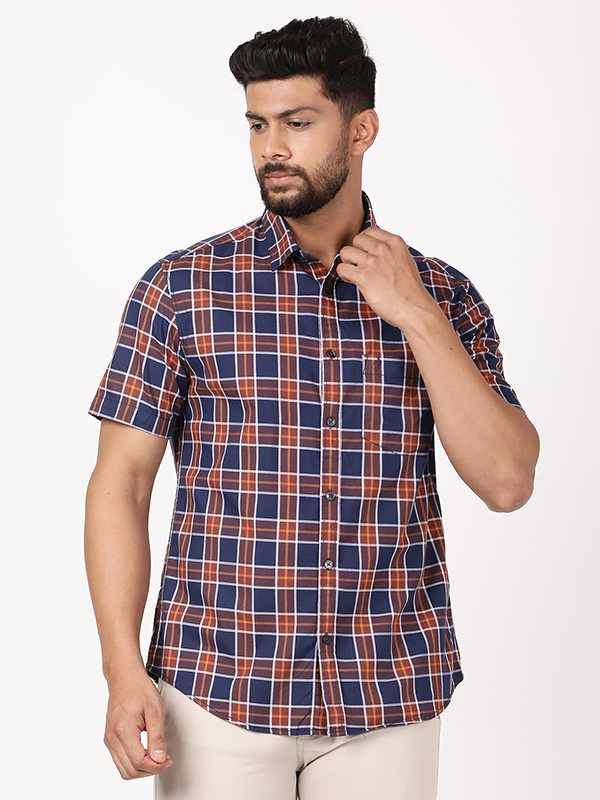 Men Checked Half Sleeve Cotton Shirt