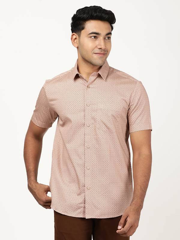 Men Printed Half Sleeve Cotton Shirt