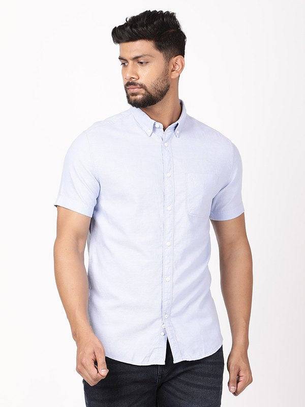 Men Solid Half Sleeve Cotton Shirt