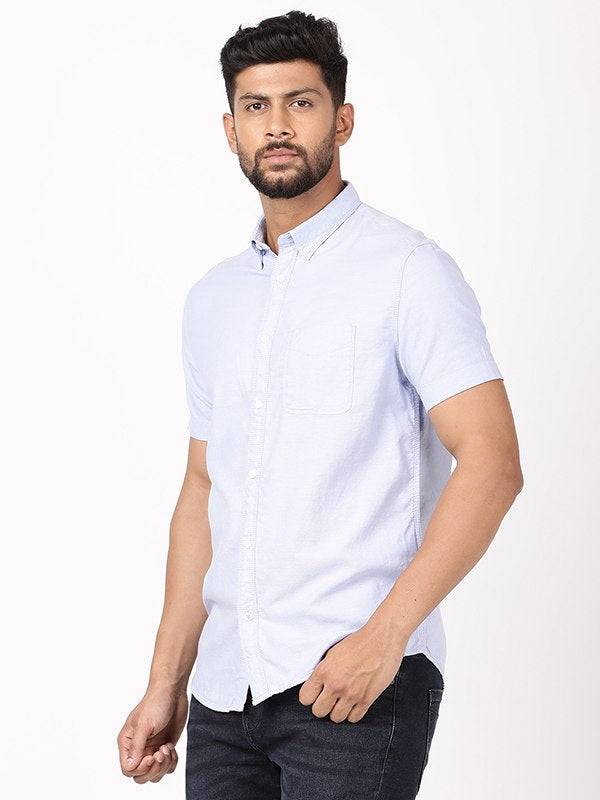 Men Solid Half Sleeve Cotton Shirt