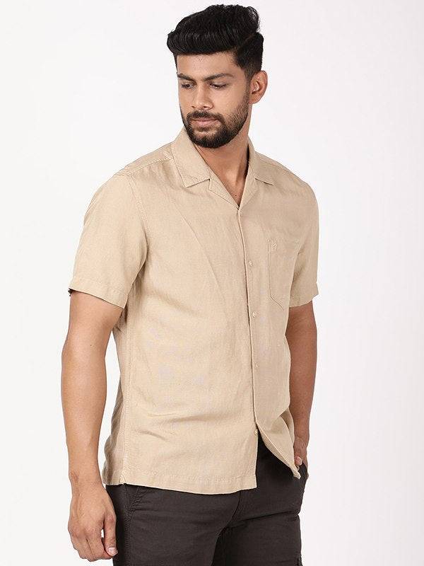 Men Solid Half Sleeve Viscose Blend Shirt