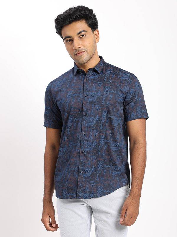 Men Printed Half Sleeve Cotton Shirt