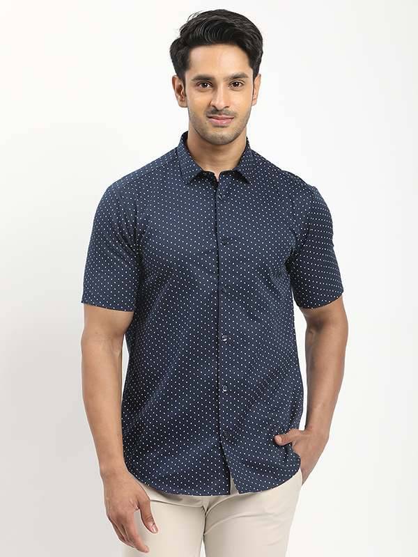 Men Printed Half Sleeve Cotton Shirt