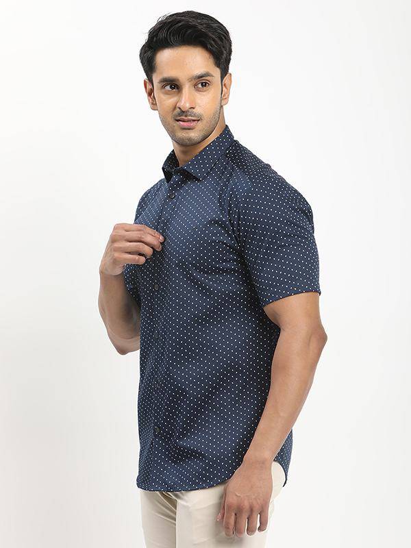 Men Printed Half Sleeve Cotton Shirt