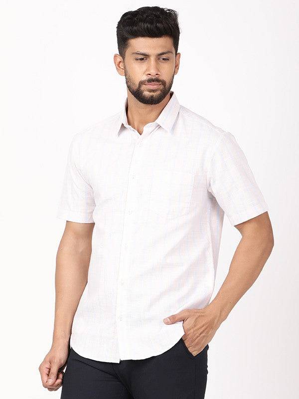 Men Striped Half Sleeve Cotton Shirt