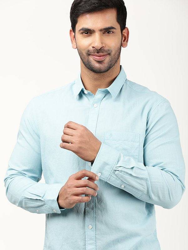 Men Solid Full Sleeve Cotton Blend Shirt