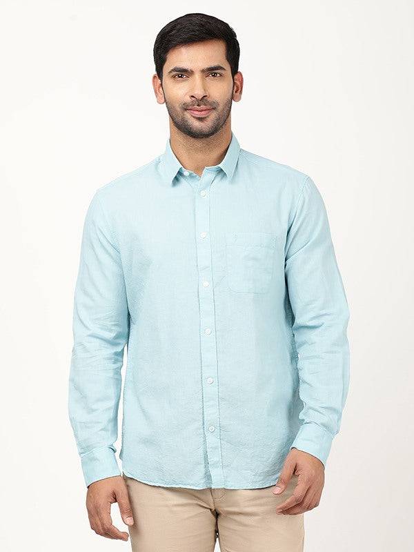 Men Solid Full Sleeve Cotton Blend Shirt